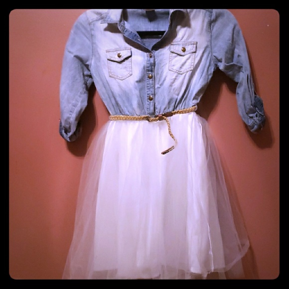 girls denim tulle dress
